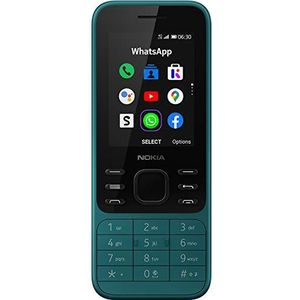 Nokia 6300 4G, feature-telefoon met eenvoudige simkaart, WhatsApp, Facebook, YouTube, Google Maps, 4G en wifi-hotspot, Google Assistant, betrouwbare prestaties en duurzaam design - cyaan