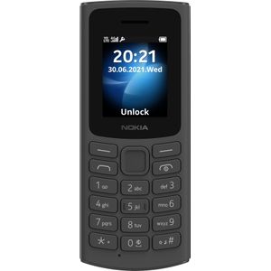 Nokia 105 (1.8 inch) feature phone (1.80"", 128 MB, 3G), Sleutel mobiele telefoon, Zwart