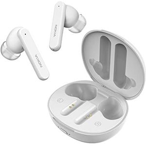 Nokia Clarity Earbuds+ Professionele draadloze ANC/ENC-hoofdtelefoon, IPX4 waterbestendig, Active Noise Cancelling-functie, omgevingsruisonderdrukking, 4,5 uur speeltijd, oplaadcase, wit