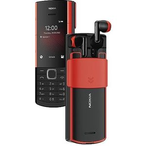 Nokia 5710 Xpress Audio Feature Phone met ingebouwde draadloze oordopjes, 4G-connectiviteit, MP3-speler, draadloze FM-radio, speciale muziektoetsen en batterij met lange levensduur (Dual SIM) - Zwart
