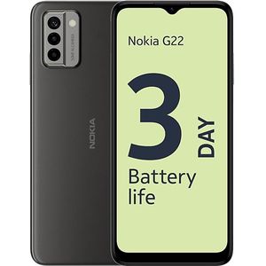 Nokia G22 Smartphone, 6,52 inch HD+ Dual SIM, Android 12, 50 MP AI-geoptimaliseerde camera, 3 dagen batterij, 4 GB/128 GB opslag, 3 jaar maandelijkse veiligheid, grijs