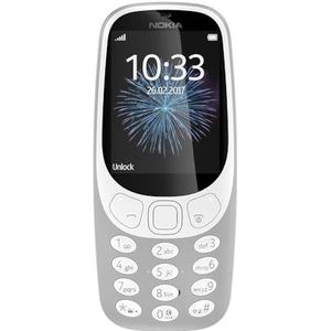 Nokia 3310 2G ontgrendelde mobiele telefoon (2,4 inch kleurendisplay, 2 MP camera, bluetooth, radio, mp3-speler, dual sim), retro grijs