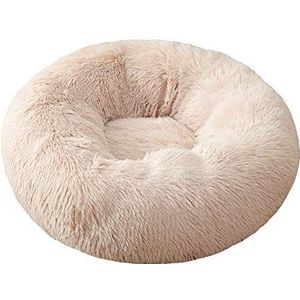 GUOCU Pluche Donut Bedden Hondenbed Kattenbed, Huisdier Kalmerende Ronde Knuffel Puppy Zacht Kussen Gezellig Beddengoed Warme Bank Zacht Warm Huisdier Nest Bed Non-slip, Wit 3,4XL:110cm