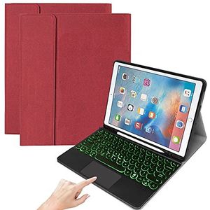 QYiD Toetsenbord hoes voor iPad Pro 12.9""1e / 2e generatie 2015/2017, Soft TPU Achterkant van de Standaard met 7-verlicht kleurentoetsenbord Draadloos Touchpad muis Toetsenbord, Rood
