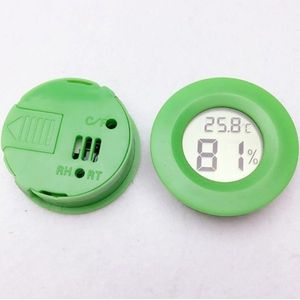 Digitale ronde gevormde Reptile vak heeft Thermometer & Hygrometer met Screen Display (groen)