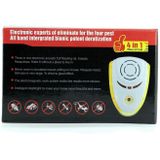 6W elektronische ultrasone elektromagnetische golf Anti mug Rat Insect Pest Repeller met licht  EU stekker  AC 90-240V(Yellow)