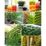 Plant muur verticale Indoor en Outdoor balkon / wandmodel bloem potten creatieve combinatie van Resin kunststof bloempotten met verwijderbare Pot(Yellow)