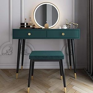 Toilettafel - Kaptafel met Spiegel - MDF - 2 Lades - Gouden Metalen Frame