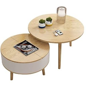 Ronde salontafel salontafel nesttafels met opbergruimte moderne ronde houten salontafel set van 2 eenvoudig te monteren
