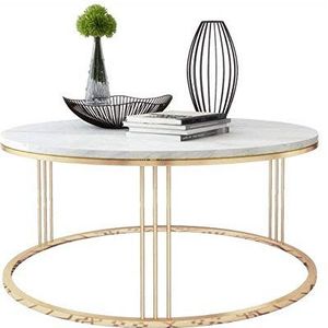 Ronde salontafel moderne marmeren bijzettafel, ronde salontafel, wit/goud, 20 x 48 inch