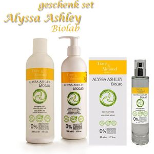 Alyssa Ashley BioLab -Tiare & Almond- geschenkset: Parfum, bodylotion en showergel