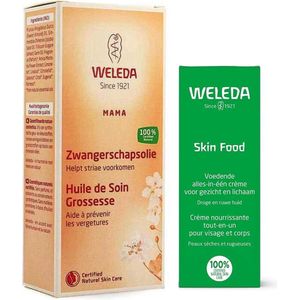 Weleda Mamma -  Zwangerschapsolie 100ml en Skin Food bodycreme 30gram