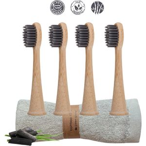 green-goose® Bamboe Philips Sonicare Opzetborstels | 4 Stuks | Met Natuurlijk Vegan Houtskoolzeepje | Actief Houtskool Opzetborsteltjes | Milieuvriendelijk | Eco | Duurzaam