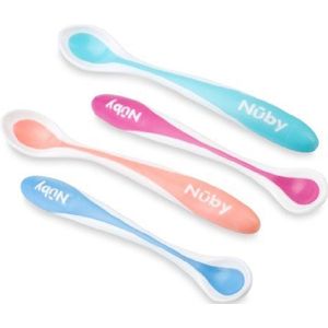 Nûby 5278 ID5278 Thermo-lepel, zacht, vanaf 4 maanden, gesorteerd, 4 stuks