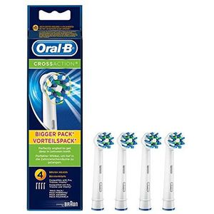 Oral-B Crossaction Vervangende Opzetborstel, Voor Oplaadbare Elektrische Tandenborstel, Wit, 4 Stuks