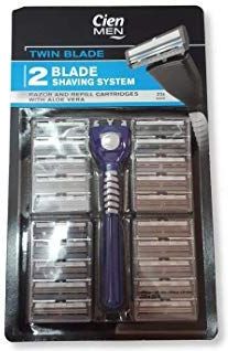 Cien - Mannen Twin Blade Scheersysteem - Pack van 20 Navulpatronen met Smeerstrips - Multicolor