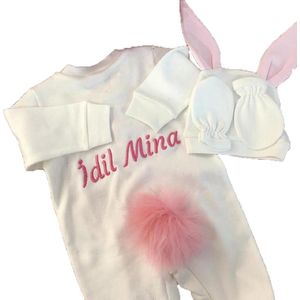 Gepersonaliseerde geborduurde Baby Romper hoed, pasgeboren baby cadeauset, katoenen babykleertjes, pasgeboren baby cadeau-ideeën, New Baby Gift Personalized Baby Bodysuit Set, Babyshower