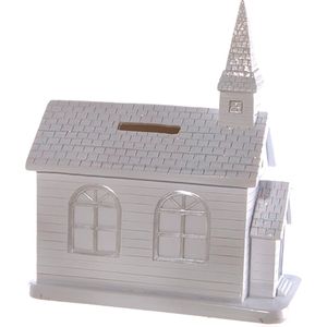 Spaarpot Kerk Wit 17 cm – Een Origineel en Betekenisvol Geschenk communie doopsel