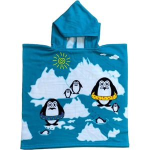 Le Comptoir - Bad Cape - Blauw - Microvezel - Pinguins Print