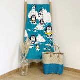 Strand/badlaken voor kinderen - pinguin print - 70 x 140 cm - microvezel