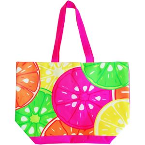 Damestas strandtas fruitprint 58 cm - Dames handtassen - Shopper - Boodschappentassen