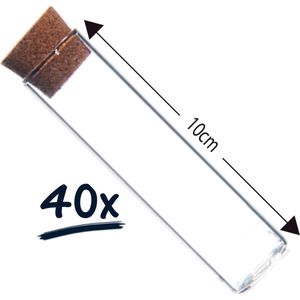Set van 40 Glazen Reageerbuisjes met Kurk - 10 cm x 2,5 cm - Proefbuisjes glas - Perfect voor Decoratie en DIY