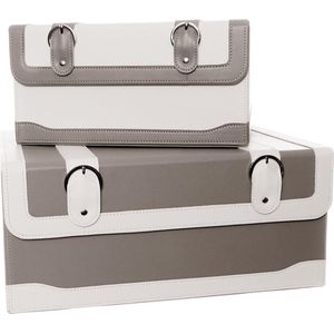 Set van 2 luxe retro vintage leder opbergkoffers met magneetsluiting