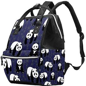 Multifunctionele grote baby luiertas rugzak luiertas met geïsoleerde waterfles tas reizen rugzak voor mama en papa,blauwe schattige Panda's