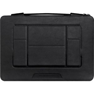Laptoptas - 16 inch laptophoes met extra opberg vak - Multifunctionele tas met standaard - Kunstleer - Zwart