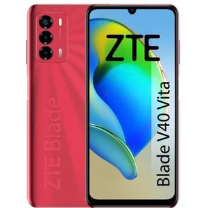ZTE Blade V40 Vita Smartphone 6,74 inch HD + 90 Hz, 4 GB RAM, 128 GB geheugen, 5130 mAh, snel opladen 22,5 W, drievoudige camera 48 MP, NFC, rood
