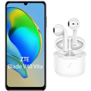 ZTE Blade V40 Vita Buds Smartphone wit (17,13 cm (6,75 inch) 4G LTE HD+ display, 4 GB RAM en 128 GB intern geheugen, 48 MP hoofdcamera en 8 MP frontcamera, Dual SIM, Android R)