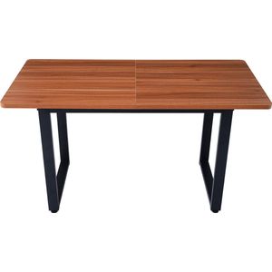 Eettafel in industriële stijl, rechthoekige eettafel, salontafel, moderne eenvoudige ijzeren eettafel, bruin