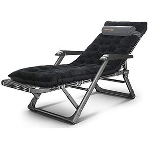 HOUMEL Tuinligstoelen en fauteuils opvouwbare verstelbare ligstoel tuin zonnebank fauteuil voor het strandzwembad buiten terras tuin camping voeten staal (kleur: zwart, maat: met kussen)