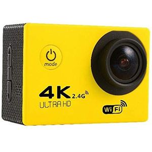 F60R 4k WIFI Remote Action camera 1080p HD 16MP GO-PRO Style Helmet Cam 30 meter waterdicht Sport DV-camera F11.11C (Bundle : Option 4, Color : Yellow)