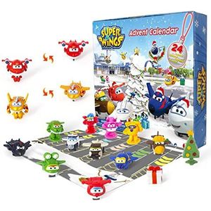 Super Wings Adventskalender met 24 verrassingsspeeltjes, verzamelfiguren, accessoires en stickers, aftelcadeaus voor jongens en meisjes vanaf 3 jaar