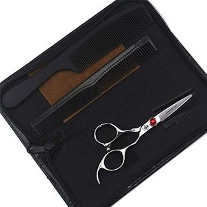 JEISENYU 4,5 inch kappersschaar 440C roestvrij staal kappersschaar kappersgereedschap met taskammen (zilveren schaar en kam en tas)