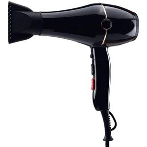 Professionele haardroger met diffuser voor krullend haar, power dry, lichte DC-motor, haardroger, negatieve ionen, sneldrogend en geluidsarm, voor huishouden, reizen, kantoor (zwart)