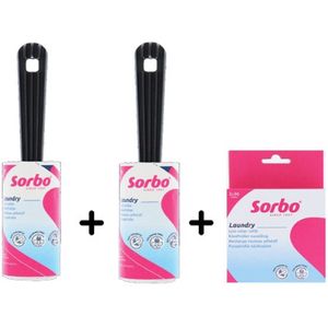 2x Sorbo Kledingroller + 1 x navulling - Kleefroller - Haarverwijderaar - Pluisroller