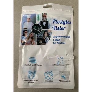 Transparant Mondmasker / Plexiglas vizier. 1 stuk Per stuk verpakt.