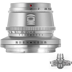 TTArtisan 35 mm F1.4 lens APS-C MF cameralens compatibel met ZFC Z50 Z5 Z6 Z6II Z7 Z7II Z9 (zilver).
