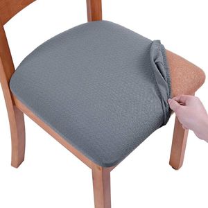 Stretch Spandex Jacquard eetkamerstoel stoelhoezen, uitneembare wasbare anti-stof eetkamerstoel zitkussen hoezen - 6-delige set, grijs