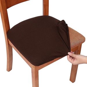 Stretch Spandex Jacquard eetkamerstoel stoelhoezen, uitneembare wasbare anti-stof eetkamerstoel zitkussen hoezen - 6-delige set, bruin