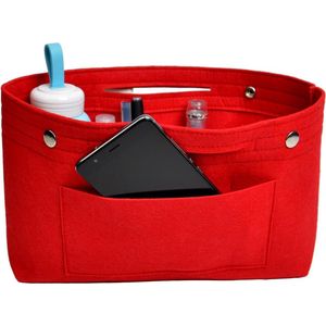 handtas organizer, inzet-opbergtas met verschillende vakken voor bv. cosmetica; licht met grote capaciteit; handtas accessoire, beschikbaar in zes kleuren, rood