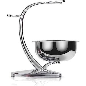 GRUTTI Veiligheidsscheerstandaard, 2-in-1 scheerset voor heren, scheerkwast en zeepbakje van roestvrij staal, magnetisch ontwerp om de scheerkom te stabiliseren