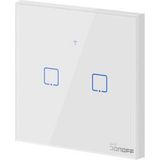 Sonoff - Smart Switch WiFi + RF 433 T1 EU TX - 2-kanaals - Hittebestendig ABS - Gehard Glas