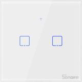 Sonoff - Smart Switch WiFi + RF 433 T1 EU TX - 2-kanaals - Hittebestendig ABS - Gehard Glas