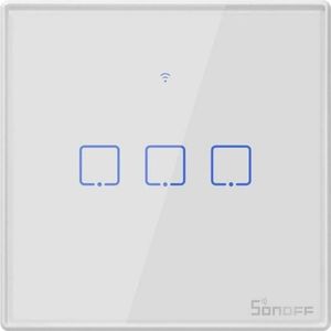 Sonoff - Drievoudige schakelaar - Wit - TX Series - T0EU3C - 3 Gang Smart Muur Schakelaar - Geschikt voor Google home & Amazon Alexa