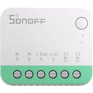 SONOFF MINIR4M Matter Smart Switch, 2-weg slimme schakelaar, WiFi-wandschakelaar, Support Matter Protocol, stembediening, compatibel met Alexa/Google Home/Home Assistant, 2400W/10A