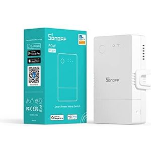 SONOFF POW Origin wifi-lichtschakelaar met energiebewaking, 16 A/4000 W, hoog vermogen, draadloze schakelaar, wattmeter, compatibel met Alexa, Google Home, gecertificeerd voor mensen