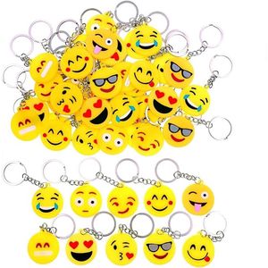 JZK 50 x Emoticon sleutelhanger emoticon sleutelhanger voor kinderen verjaardagsfeestje gunsten feestzak vullers kinderfeestje bedankt cadeau weggeven cadeau ideeën